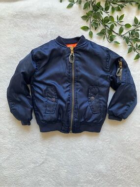 Swiss Cross Bomber Jacket 24M Navy Orange Toddler Puffer Jacket